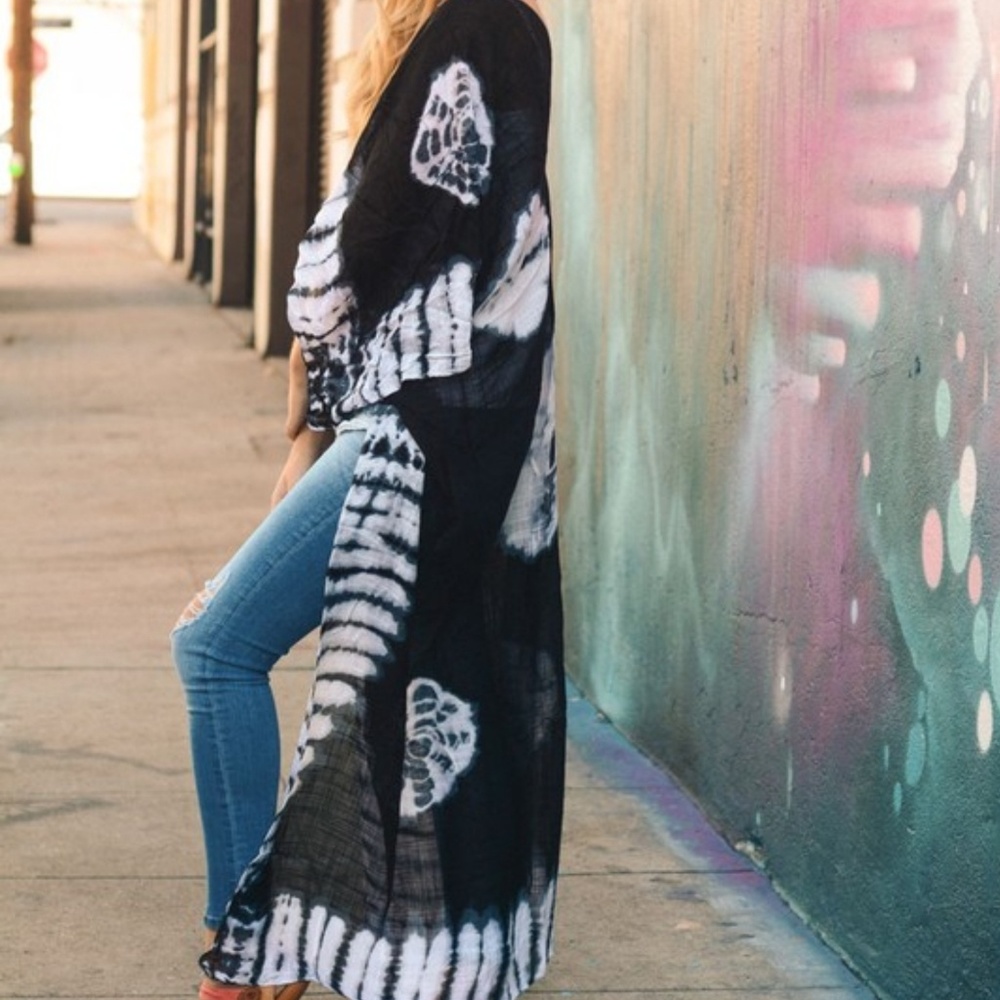 ONE LEFT! Black and white Tye Dye Cover up - Picture 3 of 3